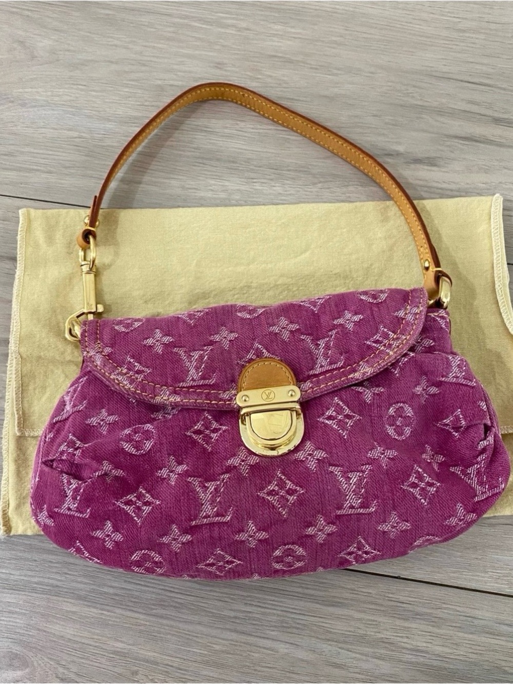 Louis Vuitton Purple Denim Monogram Mini Shoulder Bag with Gold Hardware